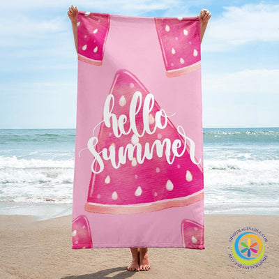 Hello Summer Watermelons Beach Bath Towel-ShopImaginable.com